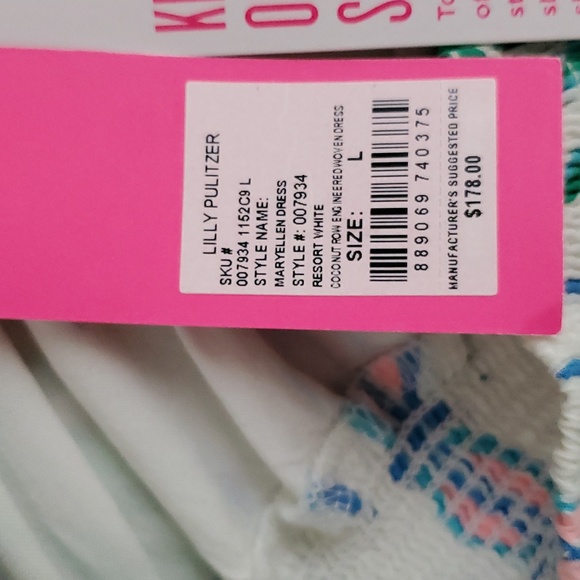 Lilly Pulitzer Maryellen Resort White Coconut Row Engineered Woven Dress SzL - Picture 8 of 11